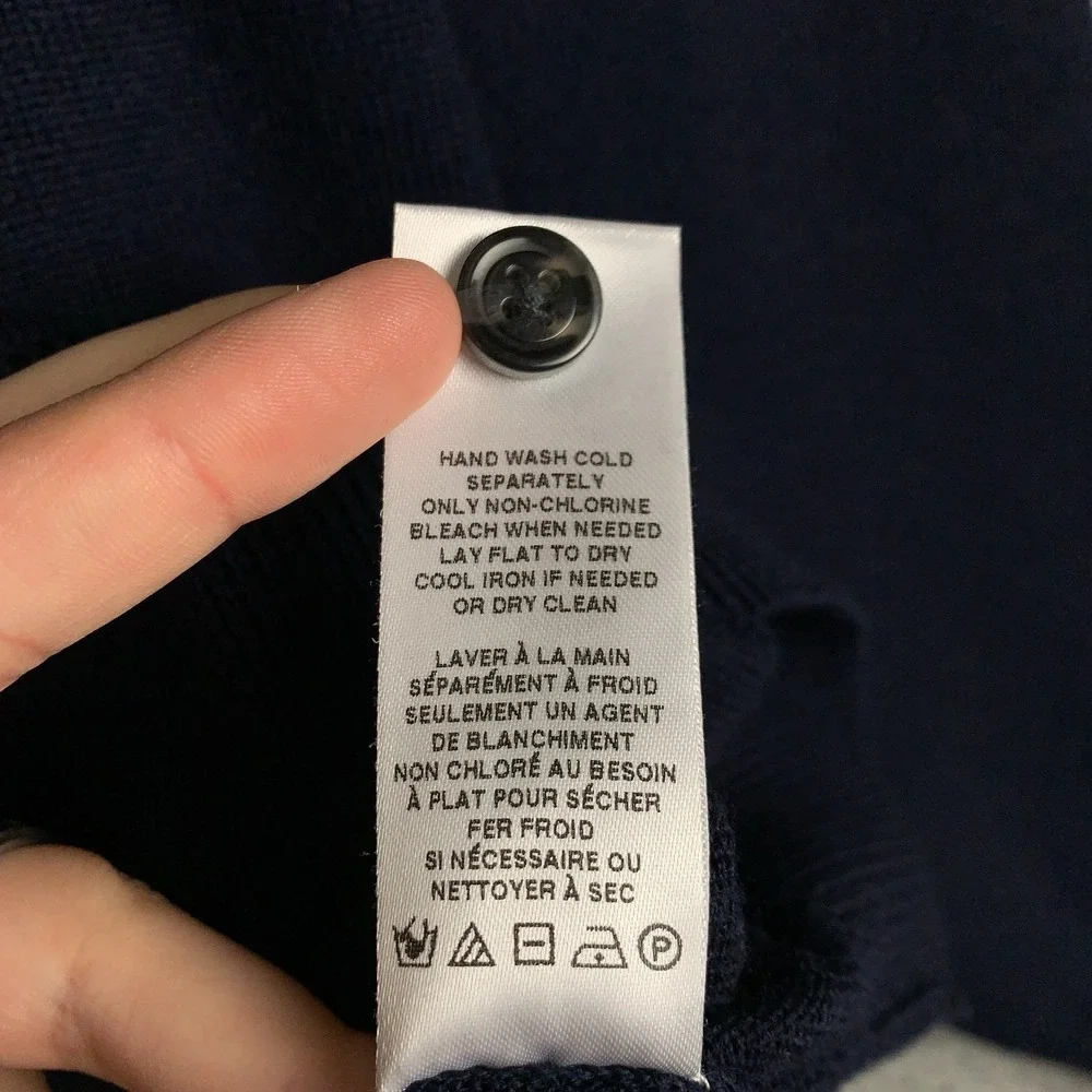 Raffi Merino Logan Polo Sweater Men's XL Navy 100% Extra Fine Wool 3 Button $195